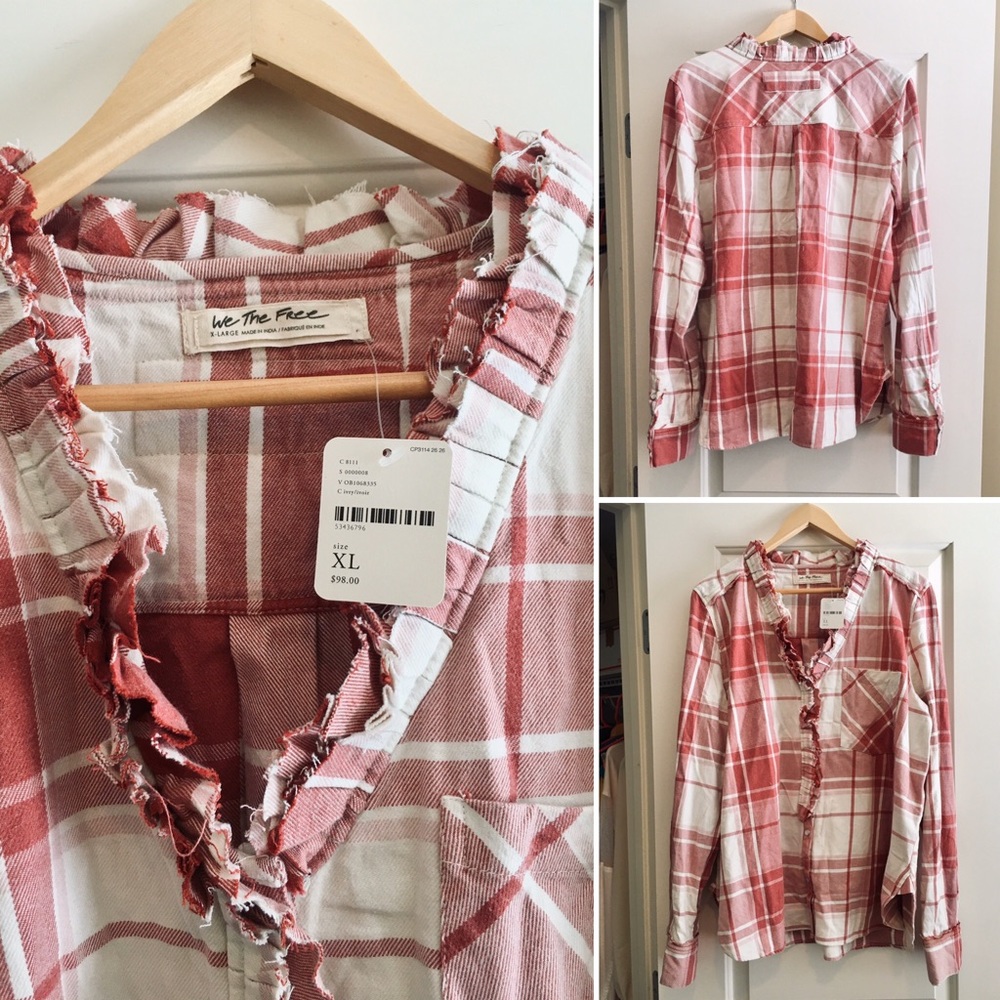 Free People 100% Cotton Plaid Flannel Jacket NWT